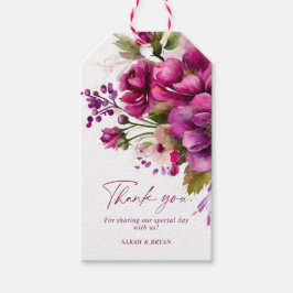 Elegante Magenta Rosa Wasserfarbenhochzeit Geschenkanhänger