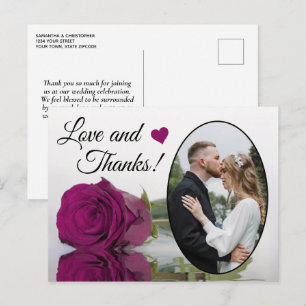Elegante Magenta-Rose, elegante Hochzeitsliebe & D Postkarte