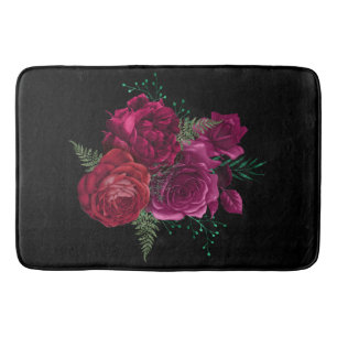 Elegante Magenta Rose Floral Bouquet Badematte