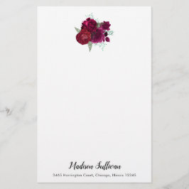 Elegante Magenta Rose Floral Bouquet Briefpapier