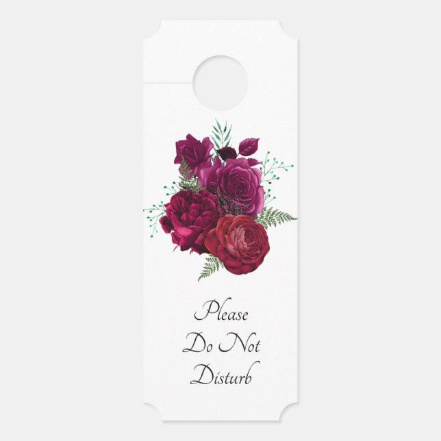 Elegante Magenta Rose Floral Bouquet darf nicht be Türanhänger (Vorderseite)