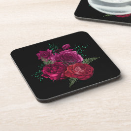 Elegante Magenta Rose Floral Bouquet Getränkeuntersetzer