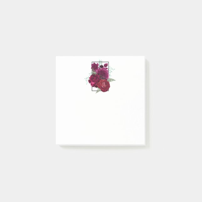 Elegante Magenta Rose Floral Bouquet Post-it Klebezettel (Vorderseite)