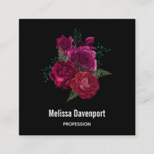 Elegante Magenta Rose Floral Bouquet Quadratische Visitenkarte