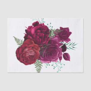 Elegante Magenta Rose Floral Bouquet Seidenpapier