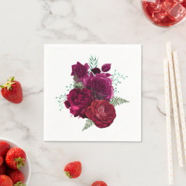 Elegante Magenta Rose Floral Bouquet Serviette