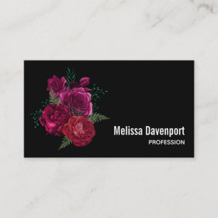 Elegante Magenta Rose Floral Bouquet Visitenkarte