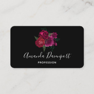 Elegante Magenta Rose Floral Bouquet Visitenkarte