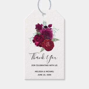 Elegante Magenta Rose Floral Bouquet Wedding Geschenkanhänger