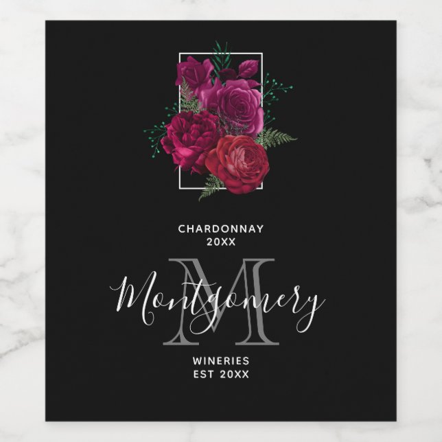 Elegante Magenta Rose Piazza della Riforma Weinetikett (Einzelnes Label)