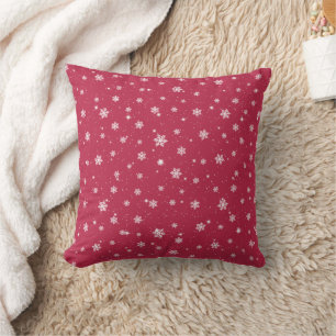 Elegante Magenta Stars Snowflakes Kissen
