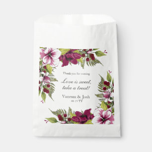 Elegante Magenta White Florals und Grüne Botanical Geschenktütchen