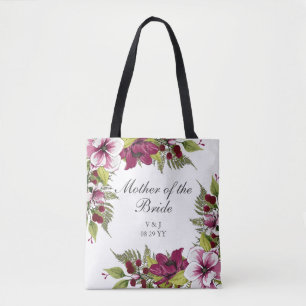 Elegante Magenta White Florals und Grüne Botanical Tasche