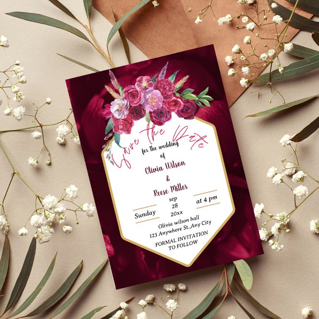 elegante Magentina pinkfarbene Blüte Save the Date Einladung (Von Creator hochgeladen)