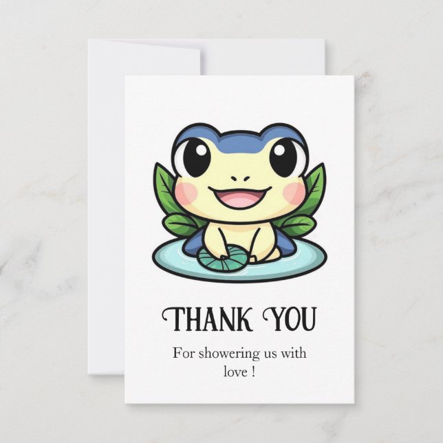 Elegante Magic Frog Baby Shower Dankeskarte (Vorderseite)
