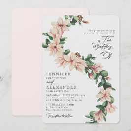 Elegante Magnolia Bloral Eukalyptus Blush Wedding Einladung