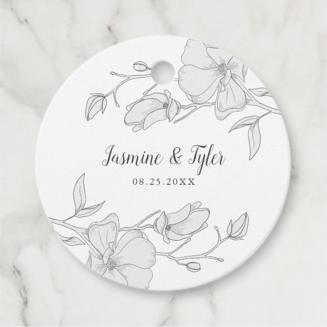 Elegante Magnolia Blume Sommerhochzeit Geschenkanhänger (Vorderseite)