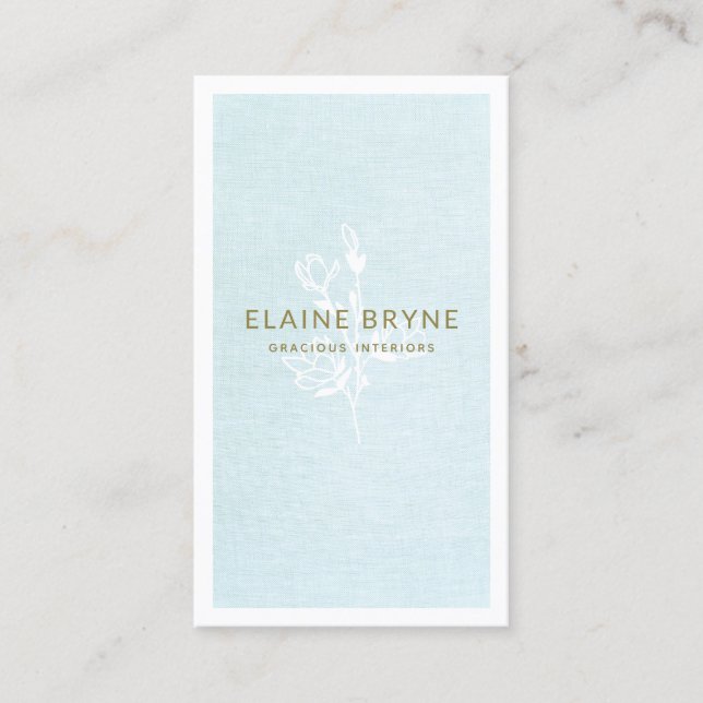 Elegante Magnolia Branch Pastel Blue Floral Visitenkarte (Vorderseite)