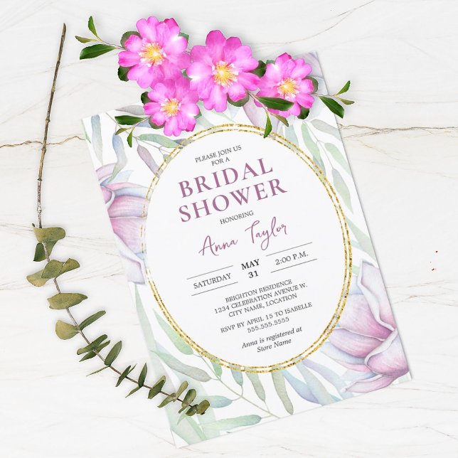 Elégante Magnolia Floral Bridal Shower Invitation (Créateur téléchargé)