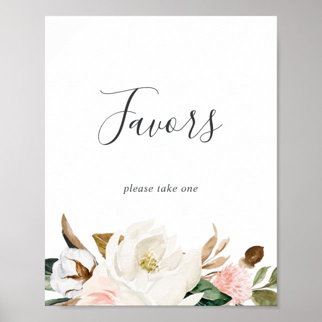 Elegante Magnolia Gastgeschenke Hochzeiten Untersc Poster (Vorne)
