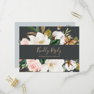 Elegante Magnolia Schwarzes Menü UAWG Postkarte