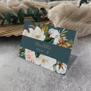 Elégante Magnolia Turquoise & Mariage blanc Cartes