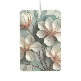 Elegante Magnolie Buntglas-Blumenmosaik-Kunst Autolufterfrischer