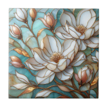 Elegante Magnolie Buntglas-Blumenmosaik-Kunst