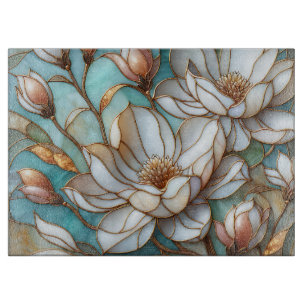 Elegante Magnolie Buntglas-Blumenmosaik-Kunst Schneidebrett