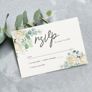 Elegante Magnolie Eukalyptus Hochzeit RSVP Karte