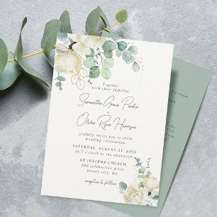 Elegante Magnolie Eukalyptus Hochzeitsdetail und Einladung