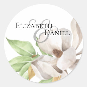 Elegante Magnolie Wasserfarbe Klassischer Sticker