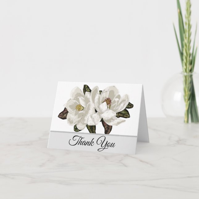 Elegante Magnolienblüten Dankeskarte (Vorderseite)