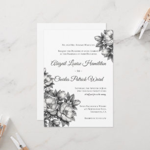 Elegante Magnolienblüten-Hochzeitseinladung Einladung