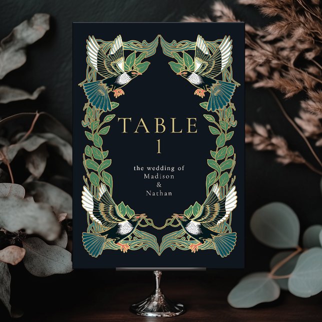 Elegante Magpie Jugendstil Einladung zur Hochzeit Tischnummer (Von Creator hochgeladen)