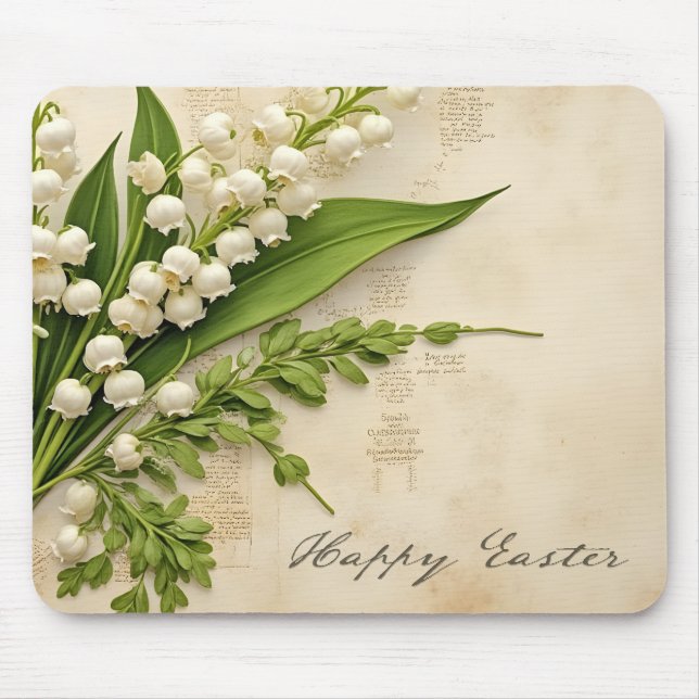 Elegante Maiglöckchen-Ostergrüße Mousepad (Vorne)