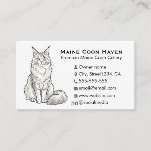Elegante Maine Coon Katzenzucht Custom Visitenkarte