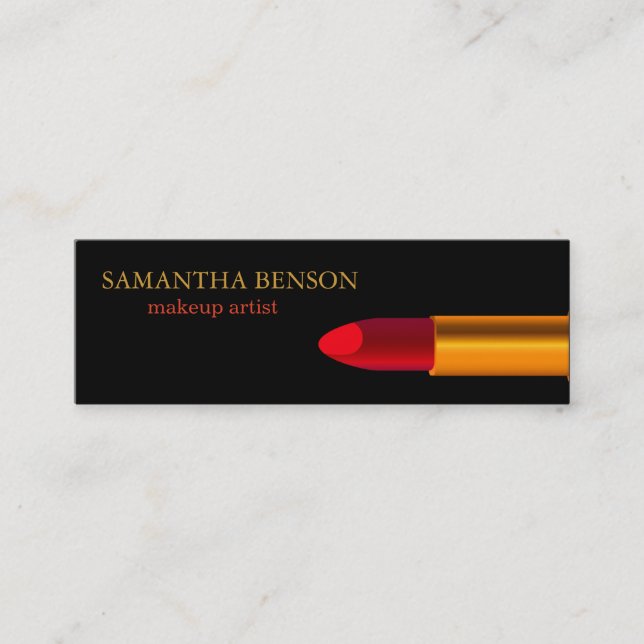 Elegante Makeup Artist Lipstick Beauty Mini Visitenkarte (Vorderseite)