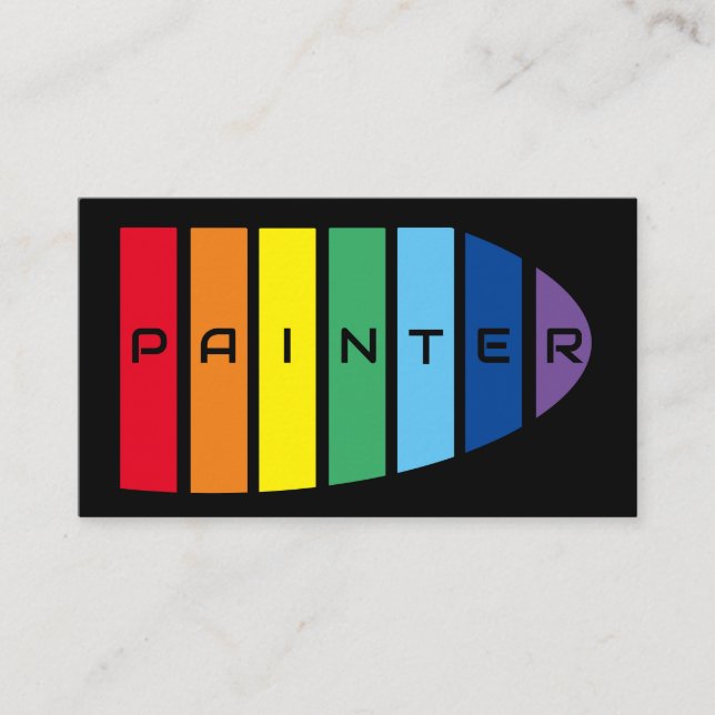 Elegante Maler Regenbogenfarbene Streifen Visitenkarte (Vorderseite)