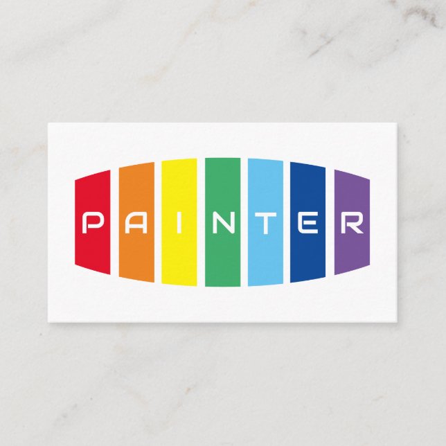 Elegante Maler Regenbogenfarbene Streifen Visitenkarte (Vorderseite)