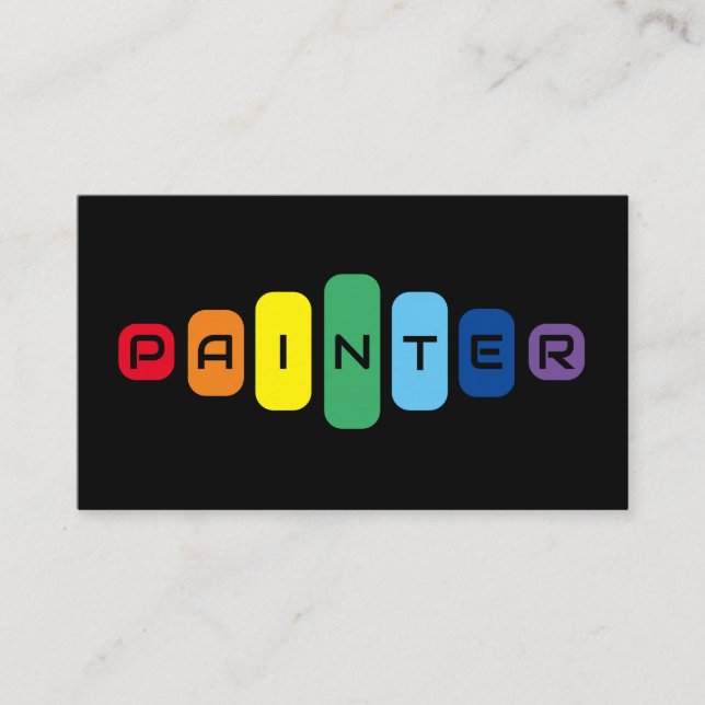 Elegante Malerbriefe mit Regenbogenfarben Visitenkarte (Vorderseite)