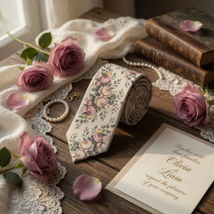 Elegante Malvenrose Vintage Blumenmuster Krawatte