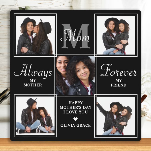 Elegante MAMA 5 Foto Collage Monogram Einmalige Ma Fotoplatte (Von Creator hochgeladen)