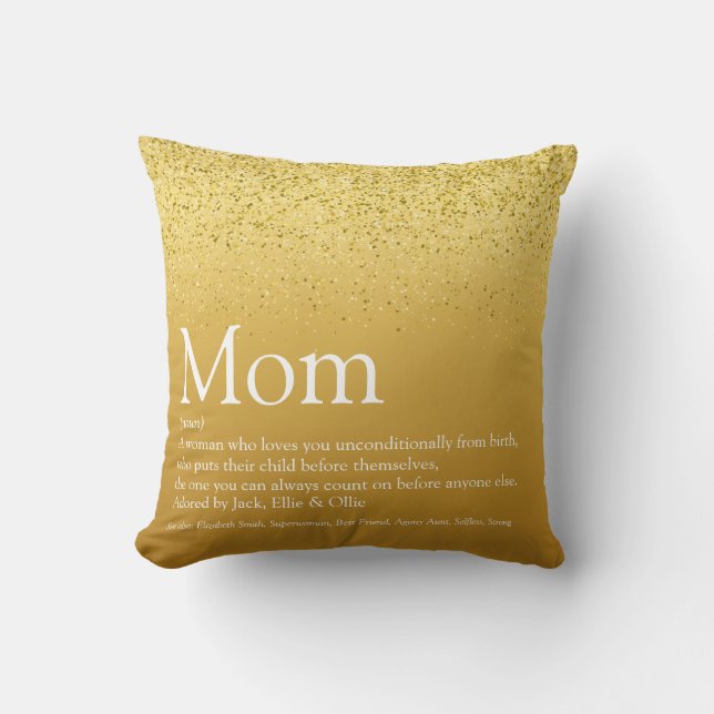 Elegante Mama Definition Zitat Gold Glitzer Modern Kissen (Vorderseite)
