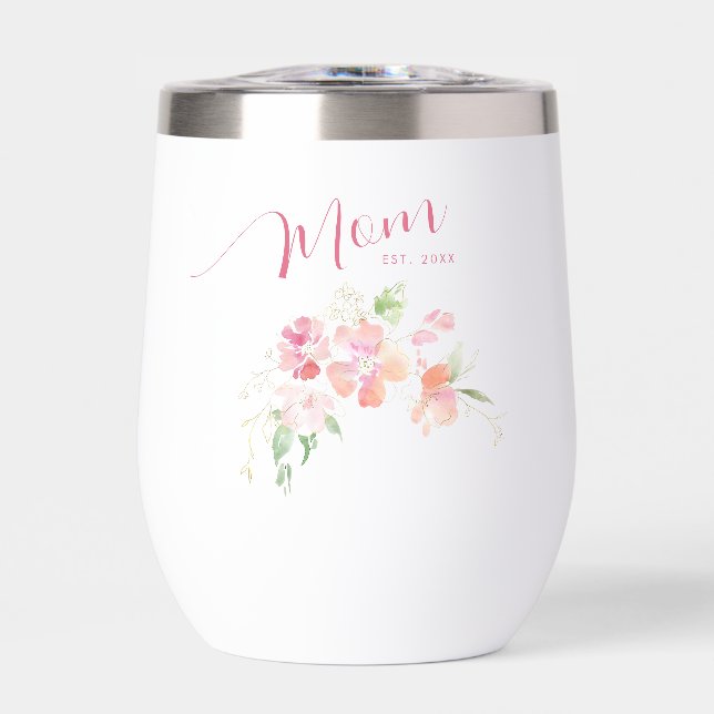 Elegante Mama Est Year Rosa Farbe Wasser (Vorderseite)