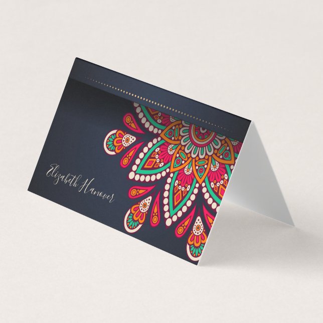 Elegante Mandala Business Card Visitenkarten (Vorderseite)
