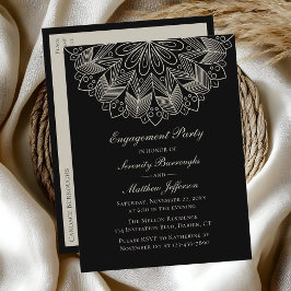 Elegante Mandala Indian Boho Black Engagement Part Einladungspostkarte