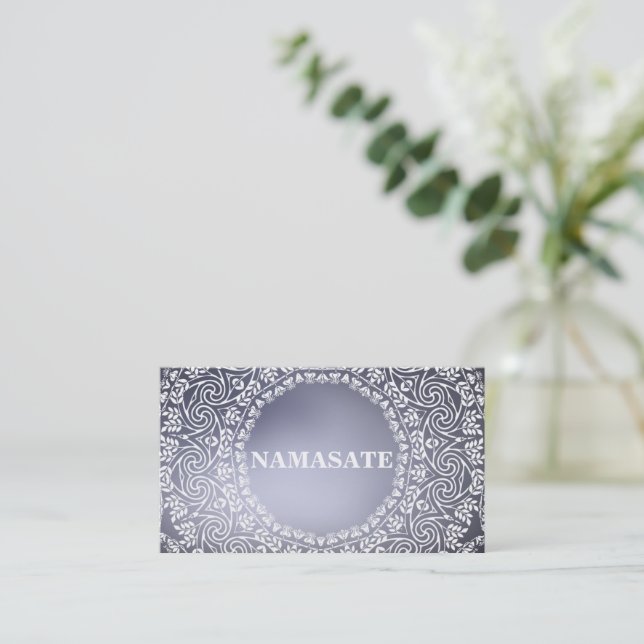 Elegante Mandala Namaste Yoga Logo Art Visitenkarte (Stehend Vorderseite)