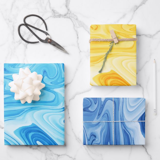 Elegante Marbelized Paint Museo Cantonale d'Arte Geschenkpapier Set (Vorderseite)