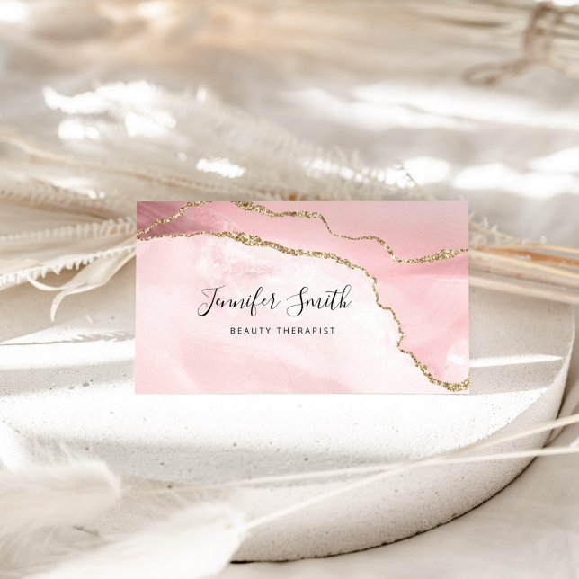 Elegante Marble Agate Beauty Business Card Visitenkarte (Von Creator hochgeladen)